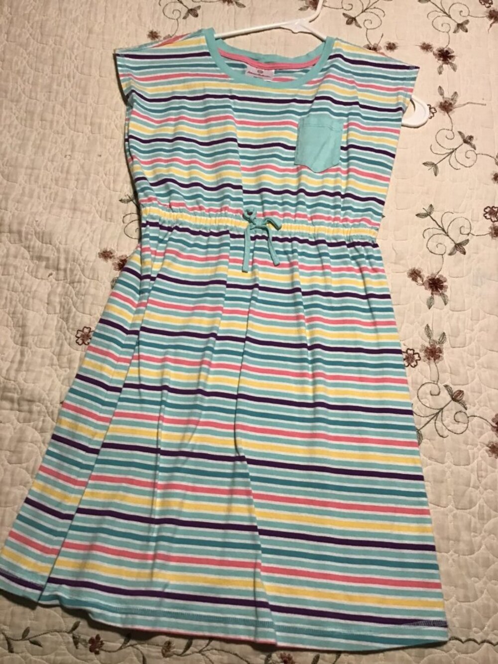 Nice Girl's Hanna Andersson Multicolored Striped Pull on Dress--Size 150/12